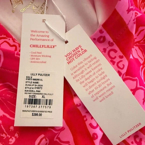 🆕Lilly Pulitzer- Zelena Dress UPF 50+, Big Party Eng Print, Pink, Size XL NWT - Picture 6 of 7